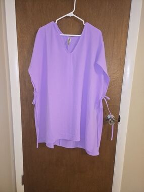 Women's Zenana Lavender V-Neck Side-Tie Swim Cover Up